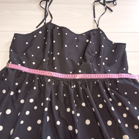 Plus Size Floral & Polka Dot Print Tie Shoulder Cami Dress - Picture 5 of 14